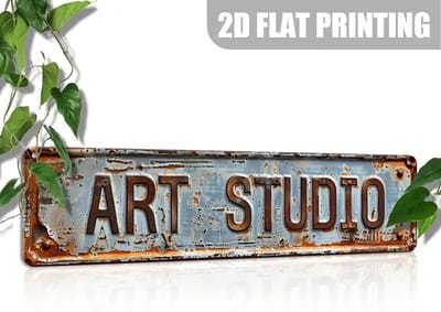 MGM Trading - Vintage Kunststudio Decoratief Bord - Rostvrij Metalen Aluminium Wandplaat, Duurzaam Meerdere Doeleinden Binnen-/Buiten Wandhanging, Boerderij Porch Garage Woninginrichting, Uniek Cadeau Idee - 39,88cm x 9,91cm