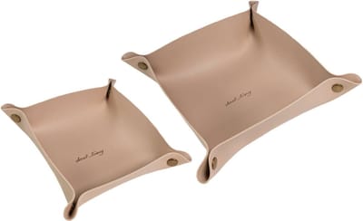 Intirilife 2x Leren dienblad in Beige - Geknoopte totale grootte 17 x 4.8 / 21.5 x 5.7 cm - Binnenmaat 14.5 x 4.8 / 18 x 5.7 cm - Organizer, Sieraden opbergdoos, Sleutelhouder