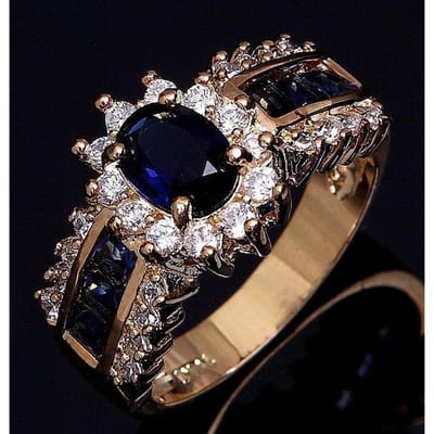 Bagues luxueuses en Zircon bleu rouge pour hommes et femmes, bijoux unisexes d'anniversaire, couleur or, anneaux de mariage 8 gray