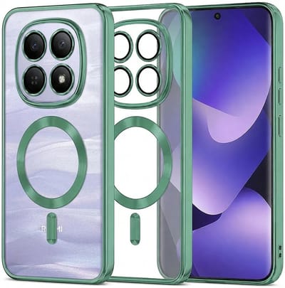 Hoesje geschikt voor Xiaomi Redmi Note 15 4G/5G / Xiaomi Poco M8 - Techsuit Luxury Crystal Back Cover - Geschikt voor MagSafe - Transparant/Lichtgroen