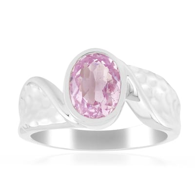 Cavill - Ovale Kunziet Ring 1,445 ct - 925 Sterling Zilver met Palladium - Handgemaakte Elegante Pastel Roze Edelstenen Ring - Vrouwen Sieraden
