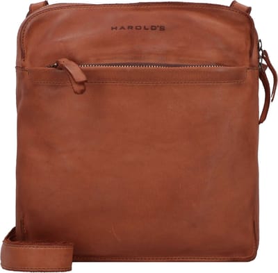 HAROLD'S Leren Schoudertas Submarine Crossbag Zip Cognac Bruine