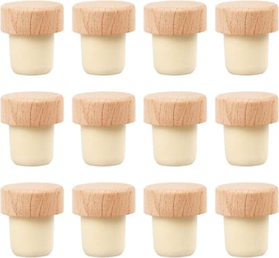 12 Stuks Houten Wijnstoppen - Tapered en T-Vormige Kurken voor Wijn, Bier en Whisky - Perfecte Wijnaccessoires voor Sealen en Bewaren