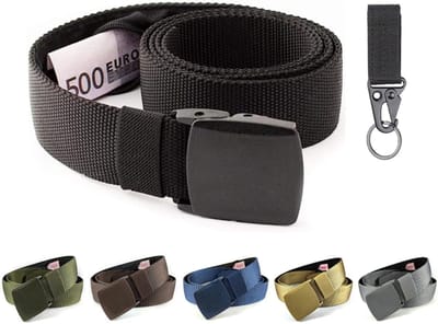 Thijox - Diefstalbeveiligingsgordel voor op reis, riem met geheime zak met ritssluiting, sterk en stil, ideaal voor festivals, outdoor, 6 kleuren, gra