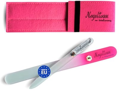 Glazen Nagelvijlset - 2-delig met Vilt Etui voor Natuurlijke en Kunstnagels - Splintervrij, Perfect Cadeau voor Elkeen