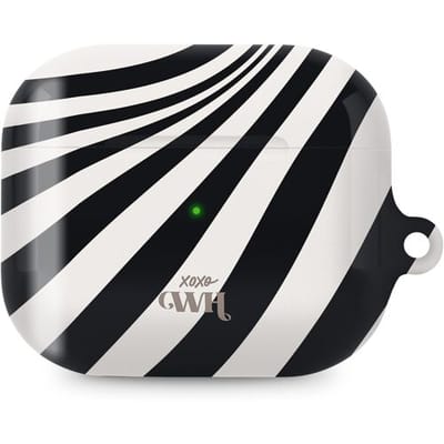 xoxo Wildhearts hoesje geschikt voor AirPods Pro 2 - Optical Illusion - Ook als telefoonhoesje verkrijgbaar - schokbestendige case - koptelefoonhoes - Beschermhoes met met golvende print - golven - zwart / beige