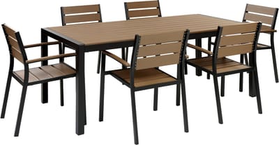 VERNIO - Tuinset voor 6 - Zwart/Bruin - Kunsthout