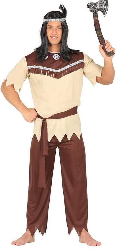 Fiestas Guirca Verkleedpak Indiaan Heren Bruin Polyester Maat L