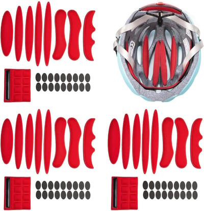 Universele Set Fietshelm Kussens met Klittenband Blauw Grijs Rood