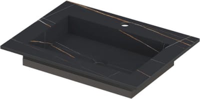 INK® Post wastafel in keramische slab met envelop bodem met 1 kraangat, 60x45x1cm, lauren black mat
