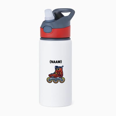 Hacebo® - Skeeleren met eigen naam waterfles met rietje rood - Sport - Skeeleraars - Skaten - water fles - 650ML