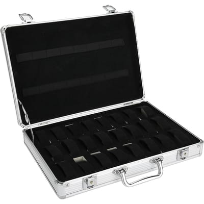 24 Vakken Aluminiumlegering Koffer Horloge Display Opbergdoos Horloge Organizer Koffer white