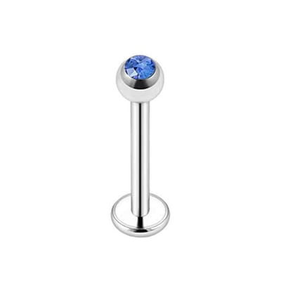 Zilver Met Steentje - Tragus / Helix / Labret Piercing