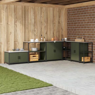 vidaXL - Keukenplankeenheid - HATTEM - Olijfgroen - 90 - x - 50 - x - 92 - cm - Staal