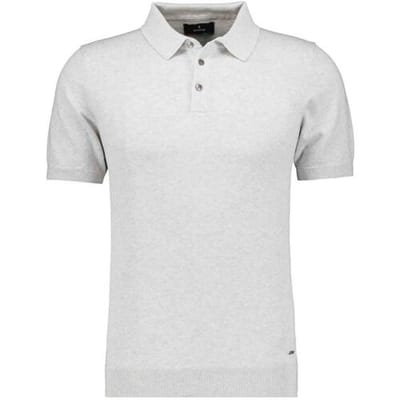 Ragman Trui Melange Cotton Knit Short Sleeve Polo Collar Silver / male