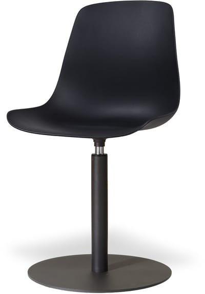 Nolon Niva-Pip Draaibare Tulp Eetkamerstoel Zwart - Mat Zwart Onderstel - Kunststof - Scandinavisch - Comfortabel