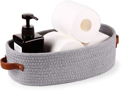 Oneay 1 stuk - Opbergmand, Opbergmand voor Organisatie, Geweven Decoratieve Mand voor Aanrecht, Voor Toilet Tank Top Plank Mand met Handvat