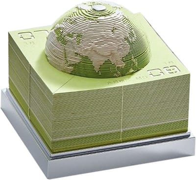 3D Bureaukalender - Aardvorm Decoratie - Dagelijks Notities Maken - Afneembare Pagina's - 8.7 x 8.7 x 8.9 cm - Groen