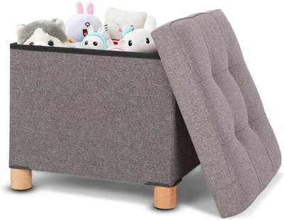 Kubieke opbergruimte voetenbank - Hennep voetenbank - Compacte salontafel - Opbergdoos 38 * 38 * 35 cm - Opklapbare opslag Ottomaanse stoel - Stoel voor slaapkamer Woonkamer - 3 in 1 - Speelgoed Kleding in hui