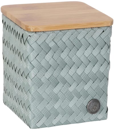 Handed By - Opbergmand met deksel - Opberger - Organizer - Mand - Woonkamer - Babykamer - Slaapkamer - Badkamer - Top Fit Tiny high - lichtgroen - eucalyptus