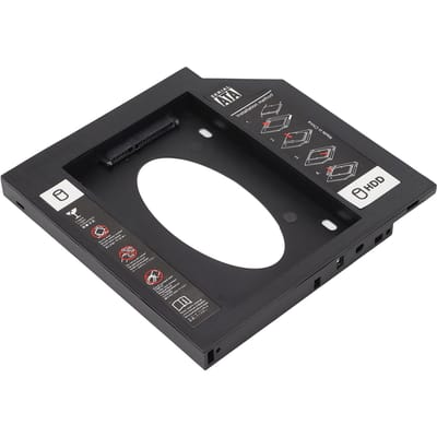 Baie Caddy HDD Général 12.7mm 2.5in SATA vers SATA 2ème HDD SSD Plateau de Disque Dur Couvercle pour Ordinateur Portable CD DVD black