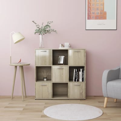vidaXL - Boekenkast - 90x30x90 - cm - bewerkt - hout - sonoma - eikenkleurig