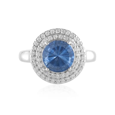 Cavill - Zilveren Ring 925 Sterling - 2.043 ct Kleurwissel Fluoriet - 53 Zirkonen Pavé - Platina Geplateerd - Elegante Monosono