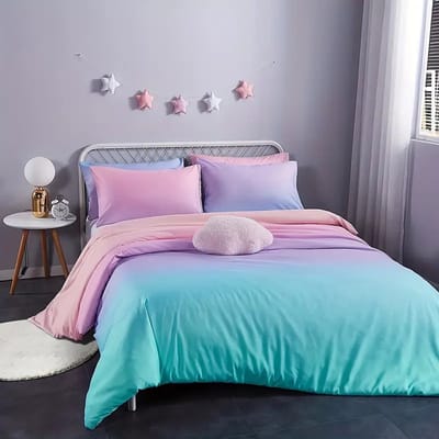 Vavida Dekbedovertrek - Eenpersoons - 140 x 200 - Regenboog - Unicorn - Eenhoorn - Pastel