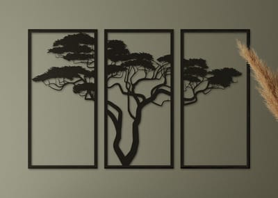 Wanddecoratie | Acaciaboom 3-luik - L (60x95cm)