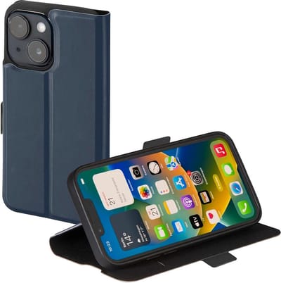 Hama Booklet Single 2.0 Cover Hoesje geschikt voor iPhone 14 - Pasvakjes - Magnetische sluiting - Standfunctie - Donkerblauw