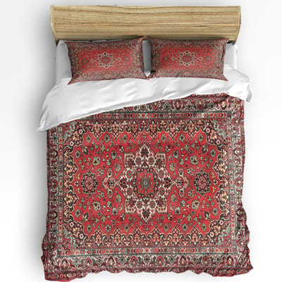 Vintage Bloemen Indiase Bohemia Dekbedovertrek Met Kussensloop Op Maat Dekbed 3 Delig Beddengoed Set Dekbedhoes Tweepersoons Bed Huis Textiel AU Single(140x210cm)