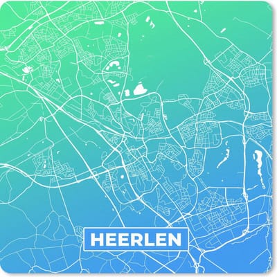 Muismat 20x20 cm - Mousepad Stadskaart - Heerlen - Nederland - Blauw - Muismatten