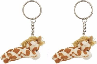 Nature Planet sleutelhanger Giraffe - 6x - 6 cm - pluche - knuffel sleutelhangers