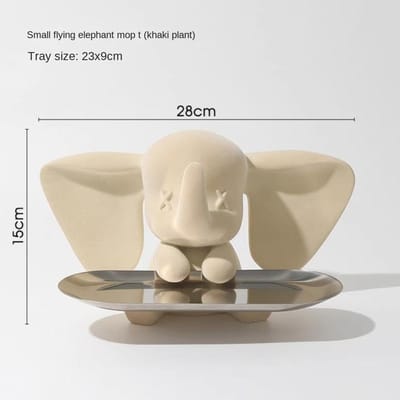 Huis Ornamenten Olifantenbeeld Decor Sleutelopbergbak Woonkamer met Opbergtafel Hars Decoratief Sculptuur Ambachtelijke Geschenken wit