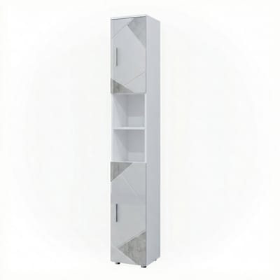 Vicco Irma Badkamerkast – 30 x 192 cm Wit hoogglans met inzetstukken