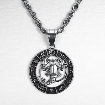 Zilver 12 Sterrenbeelden Dierenriem Hanger Ketting Punk Vintage Hoge Kwaliteit Touwketting Dierenriem Mannen only pendant gray