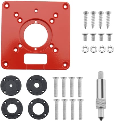 Allecto - Router Tafel Insert Plaat - Aluminiumlegering - Compatibel met Makita Routers - Rood - Houtbewerking Accessoire - 120x120 mm - Inclusief ...