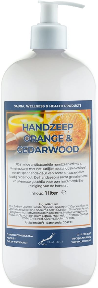 Handzeep Sweet Orange & Cedarwood 1 liter - met gratis pomp