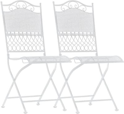 CLP Kiran Set van 2 tuinstoelen - Opvouwbaar - Metalen stoel - Art nouveau - wit