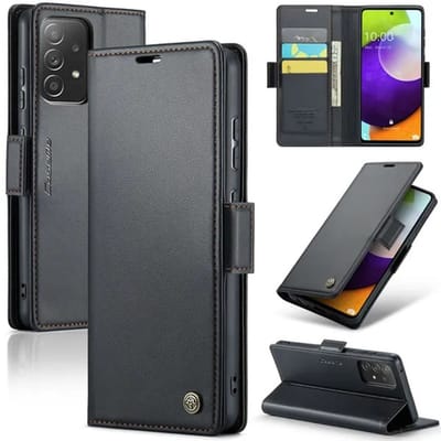 CaseMe Wallet Case met RFID Bescherming en Magneetsluiting voor Galaxy A52 4G/5G / A52s 5G _ Zwart