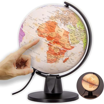 Famanu – Retro wereldbol 16 cm, antieke stijl met politieke kaart, decoratief en informatief