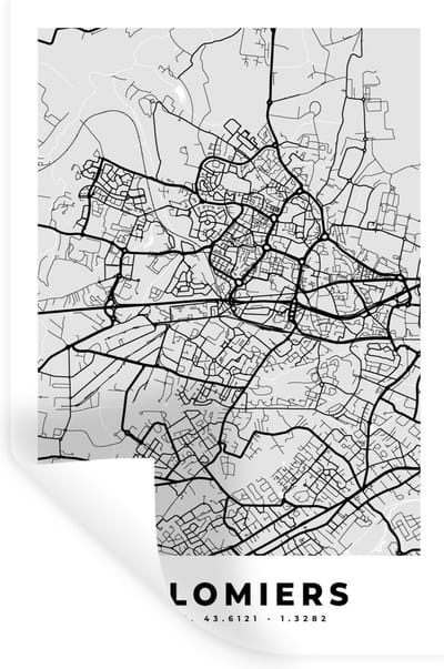 Muurstickers - Sticker Folie - Frankrijk - Colomiers - Stadskaart - Plattegrond - Kaart - 20x30 cm - Plakfolie - Muurstickers Kinderkamer - Zelfklevend Behang - Zelfklevend behangpapier - Stickerfolie
