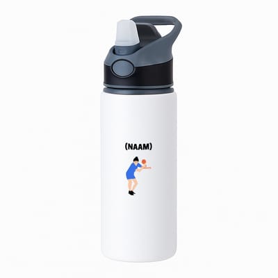 Hacebo® - Tafeltennis met eigen naam waterfles met rietje zwart - Sport - Tafeltennisser - Ping pong - water fles - 650ML
