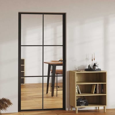 vidaXL - Binnendeur - 102,5x201,5 - cm - ESG-glas - en - aluminium - zwart