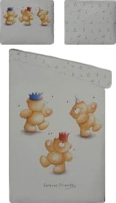 Forever Friends Cute Bear Dekbedovertrek - Eenpersoons - 140x200/220 cm - Wit