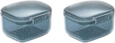 Kunstgebit Badjes - Gebit Houder - Hygiënisch Opbergen - Met Zeefmand - 2 Sets - Blauw