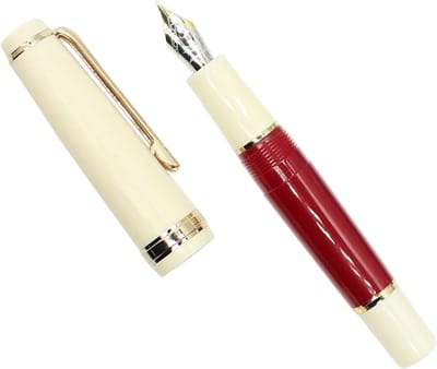 Dailygoods - Gullor Mini Vulpen Gouden Trim, Acryl Pocket Pen, Rood, Fijne Penpunt (0.5mm)