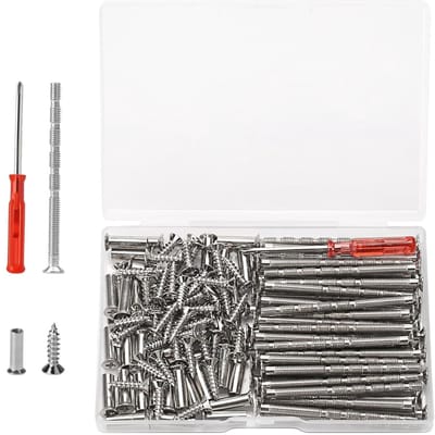 Set van 120 M4 meubelverbinder schroeven en sleeves, inclusief zelftappende schroeven, verstelbaar in lengte, perfect voor meubels en deurhandgrepen
