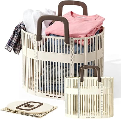 Opvouwbare wasmand - Wasverzamelaar opberger - Ruimte besparen - Ventilerend ontwerp - 43 liter - Beige