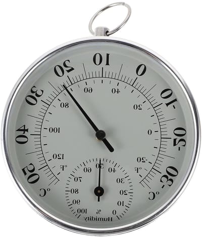 Analoge Buitenthermometer Hygrometer - Vochtigheidsmeter Kamerthermometer - Omgevingsmonitoring - Dubbele Wijzerplaat - 10 cm - Wit